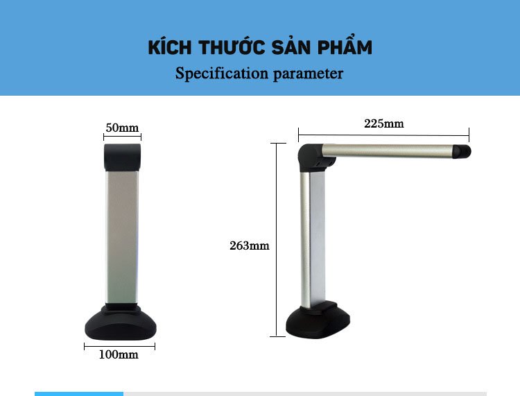 Máy scan văn bản giấy chuyển thành file Word, Excel, hỗ trợ tiếng Việt Aturos 8P ( Camera 8MP, có đèn LED)