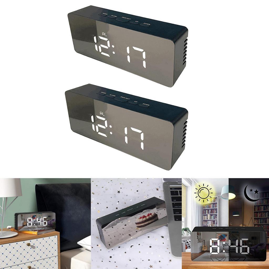 2 Pieces LED Digital Alarm Clock Indoor Temperature Display 12H/24H Desktop