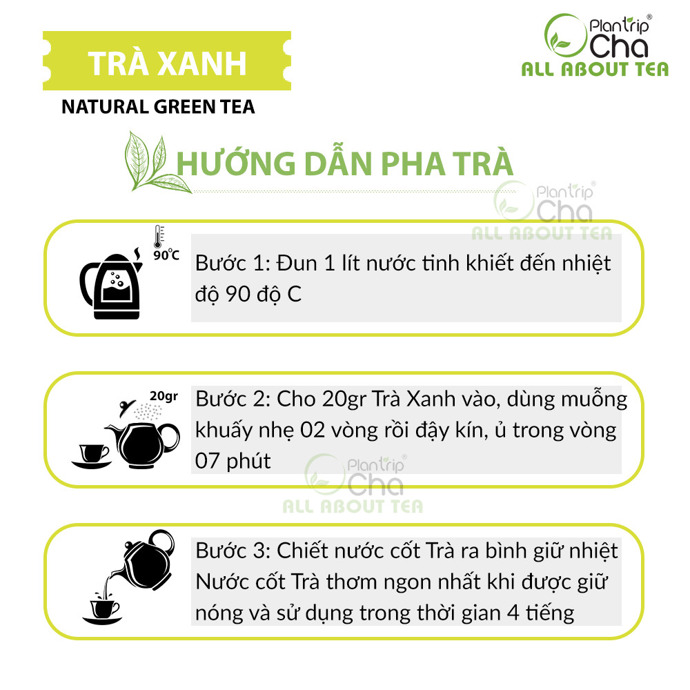 Trà Sencha Plantrip Cha Hảo Hạng Vị Chát Nhẹ Tinh Tế - Túi 100gr-250gr