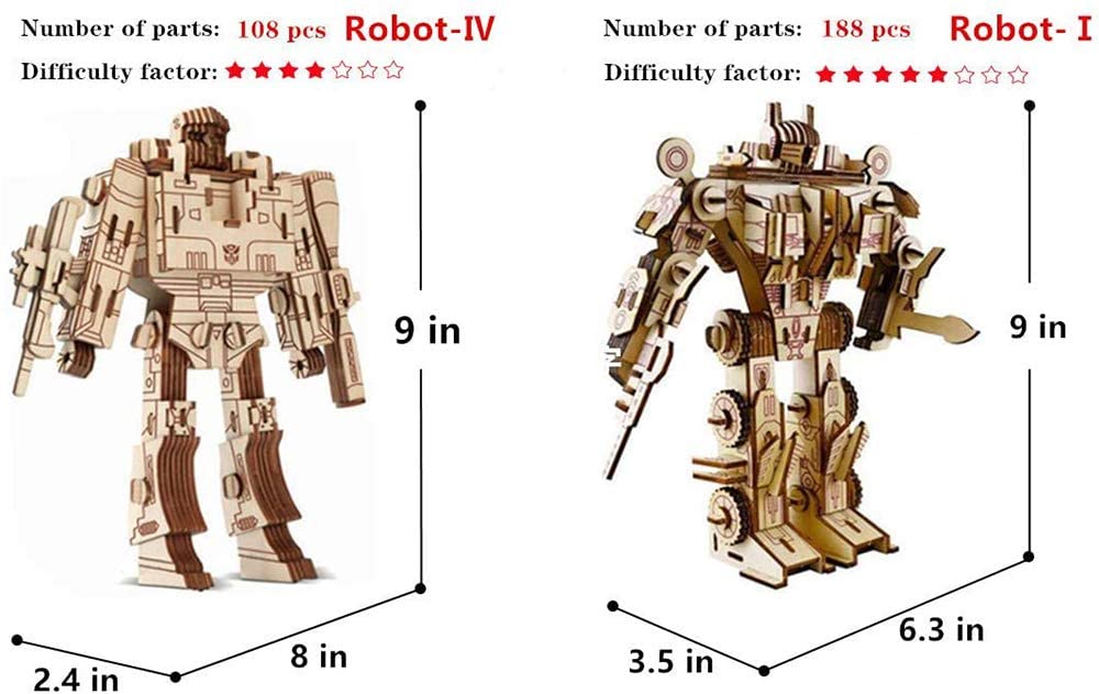 Đồ chơi lắp ráp mô hình robot gỗ 3d cho trẻ, bộ đồ chơi rô bốt thông minh cho bé trai bé gái, chất liệu bằng gỗ DCG005A