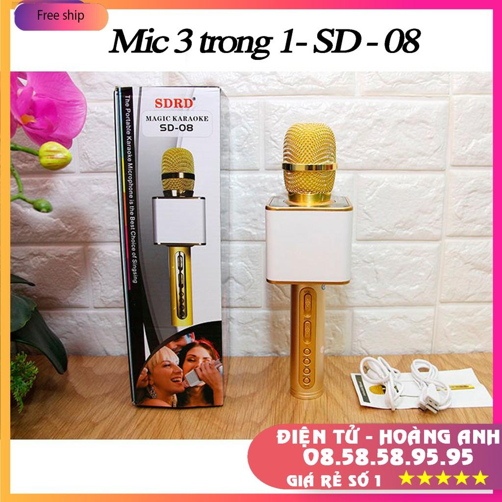 Mic hát karaoke bluetooth SD10 3 in 1 loa to Mic Bass cực chuẩn