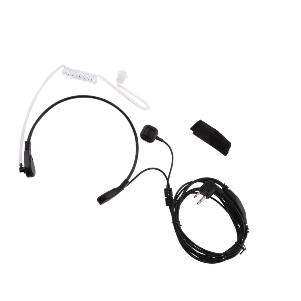 Throat Mic Covert Acoustic Tube Earpiece Headset With Finger Ptt Compatible For 2 Pin Two Way Radio Walkie Talkie Motorola P88, Cp040. Cp100, Cp110, Cp125, Cp150, Cp200, Cp250, Cp300