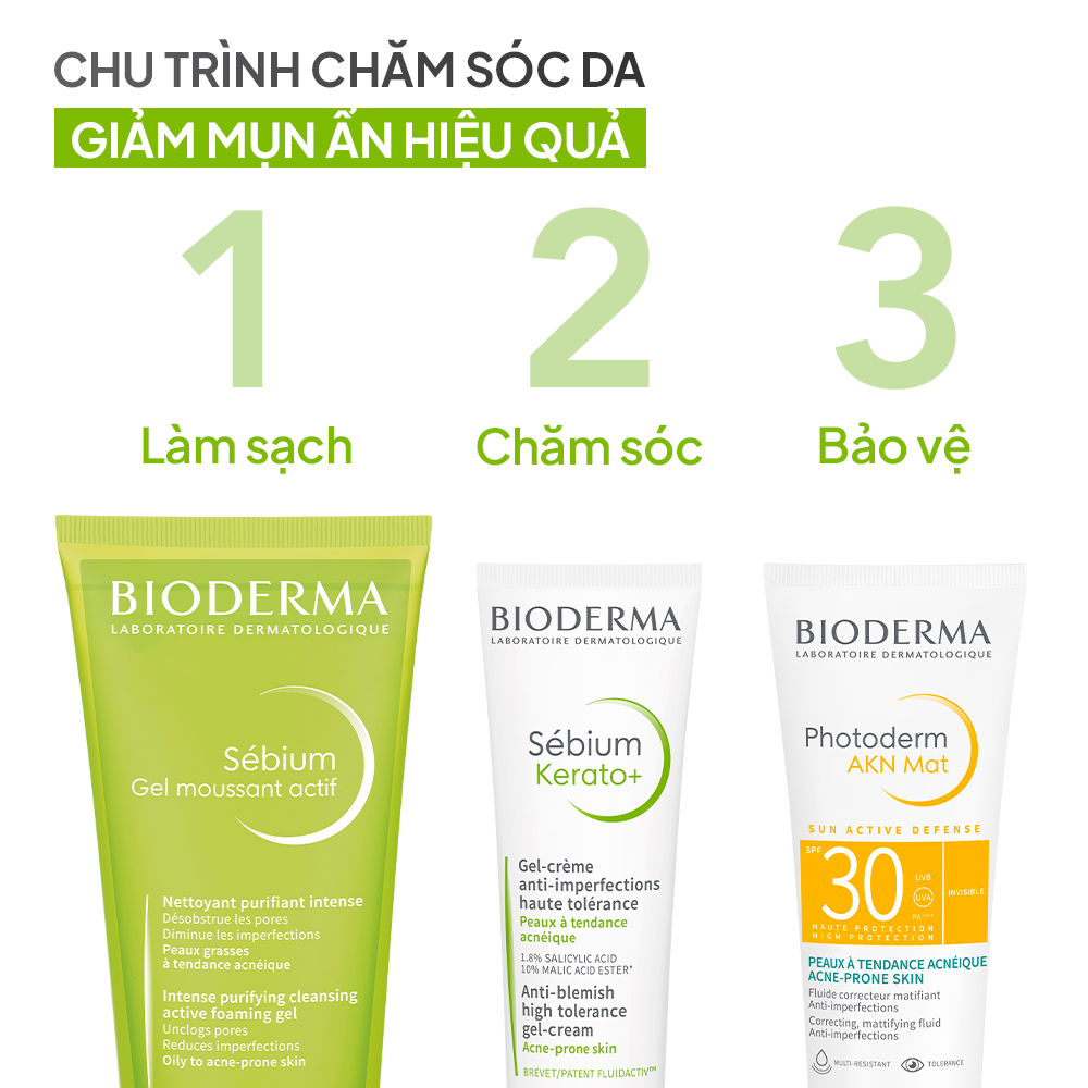 Gel rửa mặt làm sạch sâu và giảm mụn Bioderma Sébium Gel moussant actif - 200ml