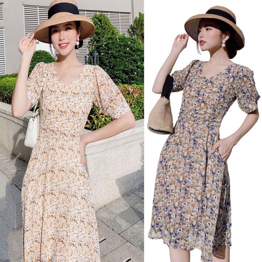 Đầm Váy Nữ Xòe Cổ Tim Hoa Nhí - QA00161