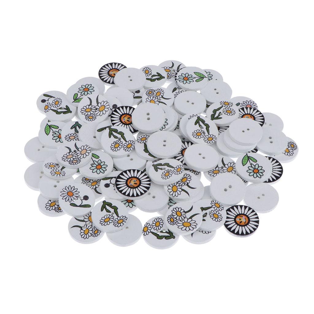 100 chiếc Hoạt Hình Nút Gỗ May Decortive Nút TỰ LÀM Sổ Lưu Thủ Công