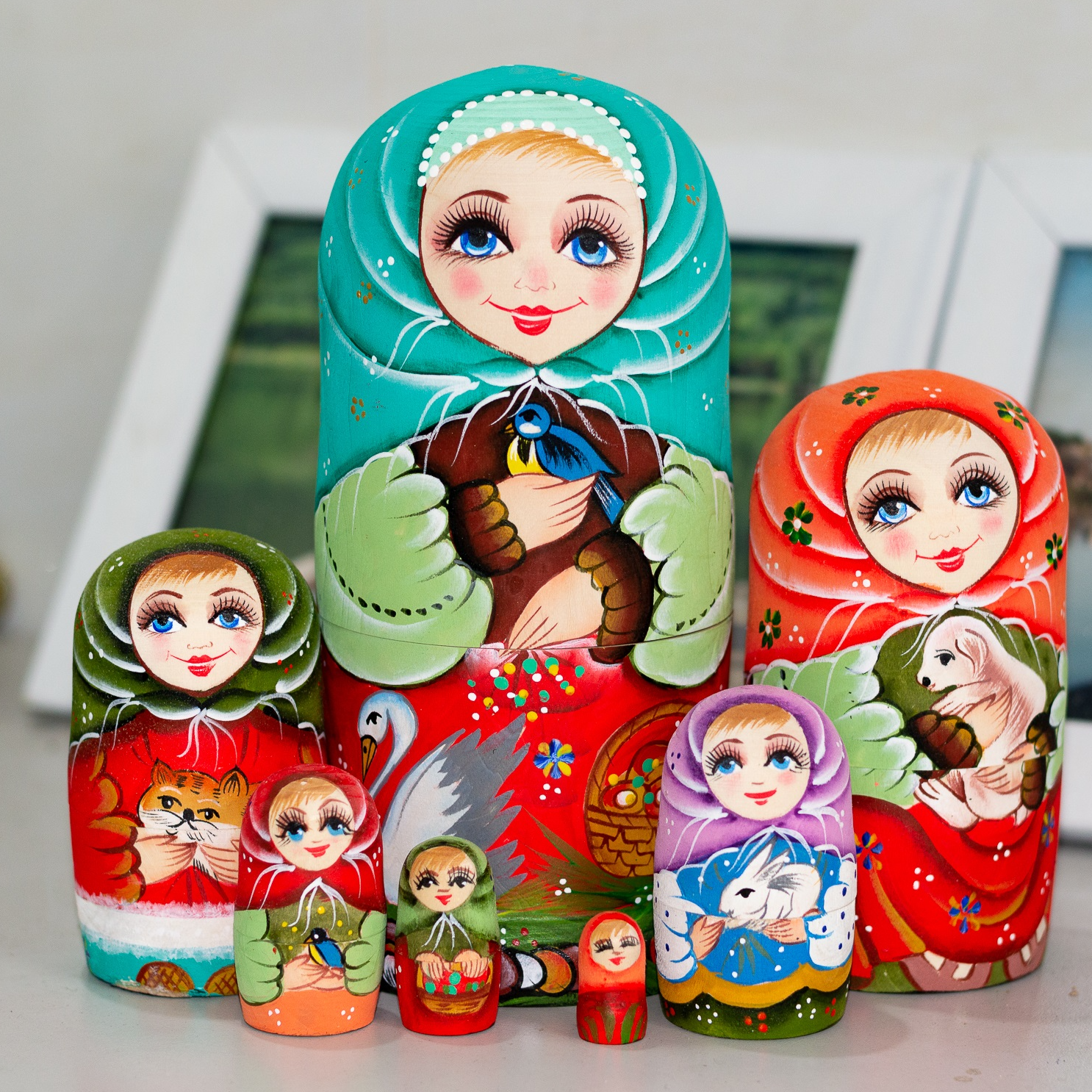 BÚP BÊ NGA 7 LỚP CAO 21CM HỌA TIẾT "CÔ BÉ THÔN QUÊ NGA"