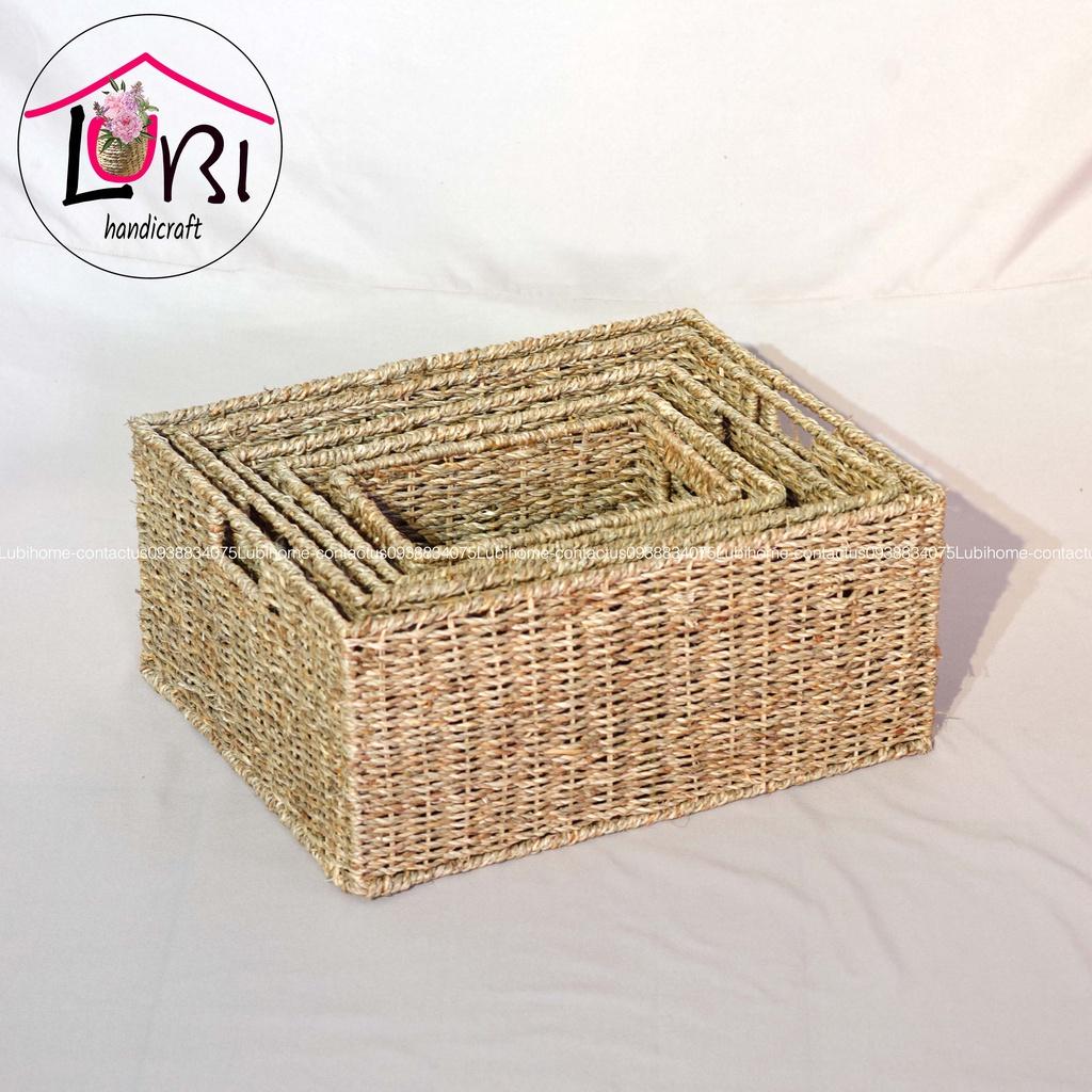 Lubihandicraft - Sọt cói đựng đồ hình chữ nhật - đơn giản, mộc mạc