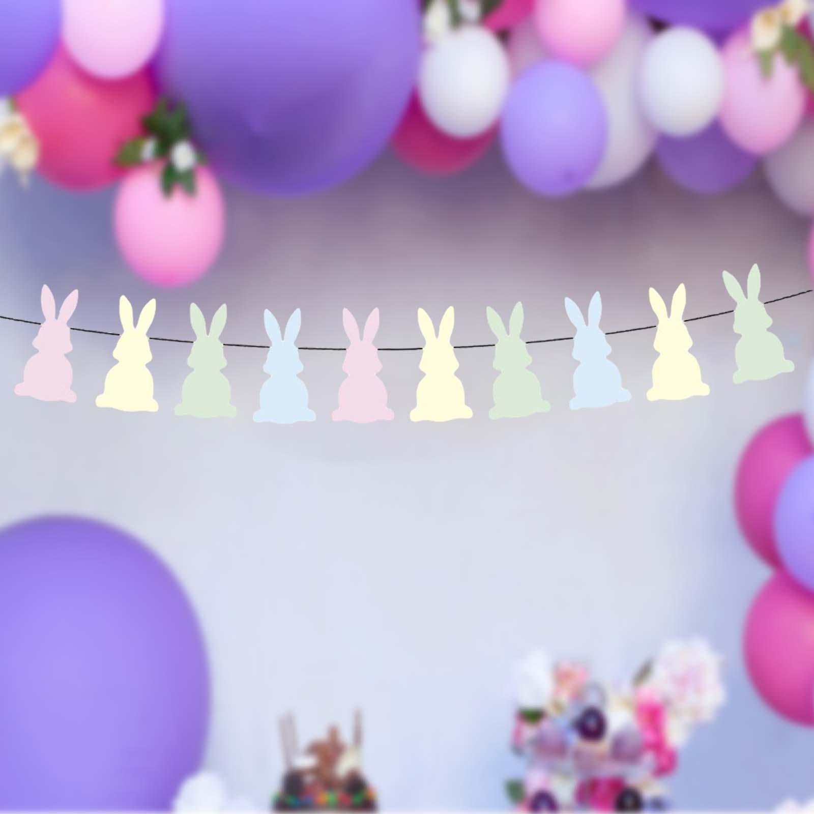Easter Bunny Banner Wall Hanging Decorations Bunting for Outdoor Party