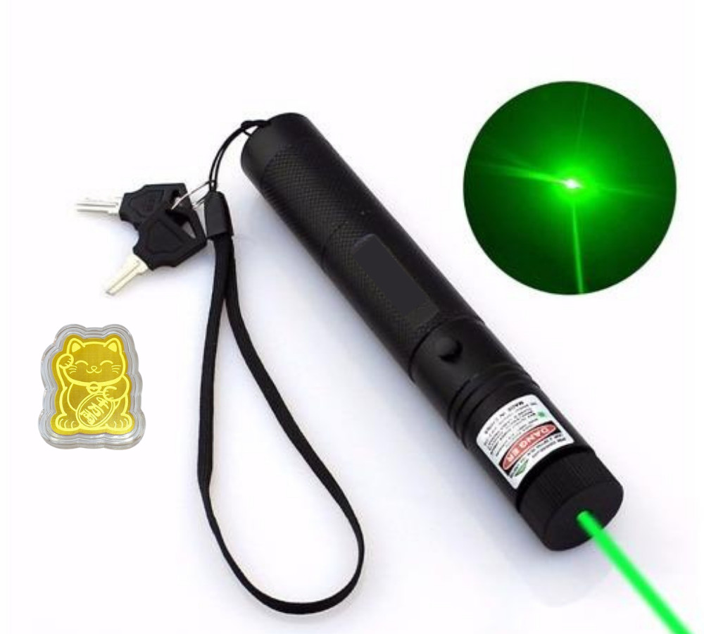 Đèn Pin Laser - 303 (Kèm Miếng Dán Điện Thoại Mèo Vàng Như Hình)