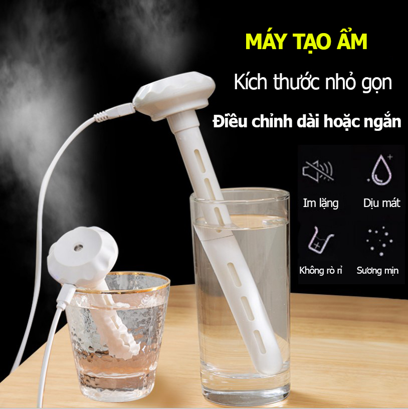 Máy phun sương tạo ẩm dùng cho phòng ngủ, văn phòng- không giới hạn kích cỡ bình chứa,công nghệ phun sương nano cho khuếch tán rộng và mịn( tặng thêm 2 cây lọc)- Hàng nhập khẩu