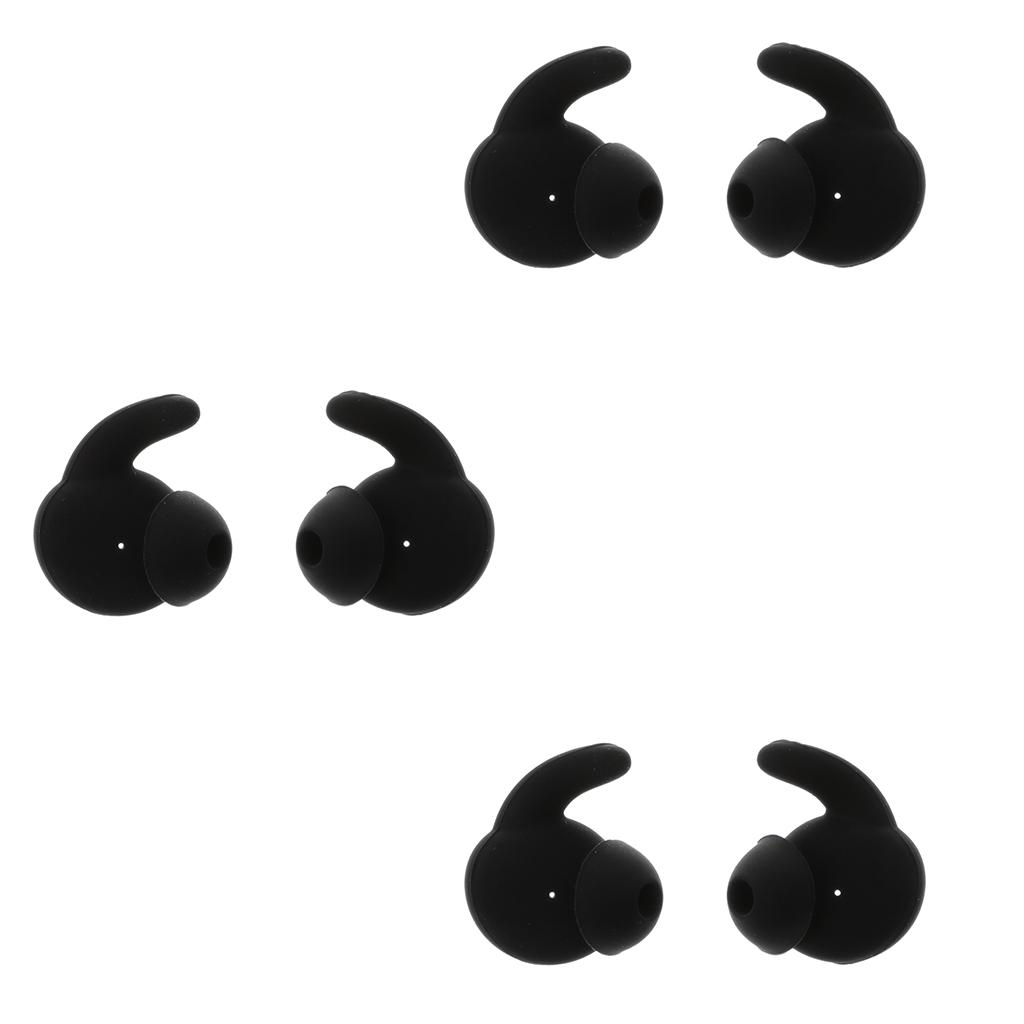 3 pair Silicone Replacement Ear Buds Tips - Black for Huawei Honor xSport AM61 Headset Noise Isolation Headphones Sport