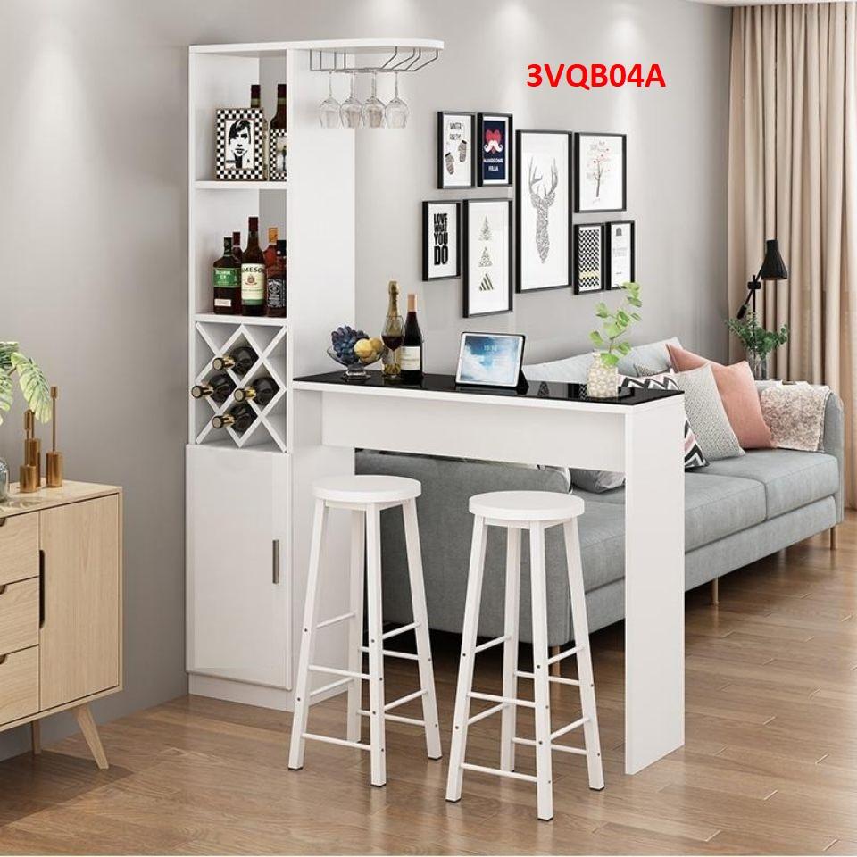Quầy bar mini, quầy bar kiêm vách ngăn phòng khách nhà bếp 3VQB04A