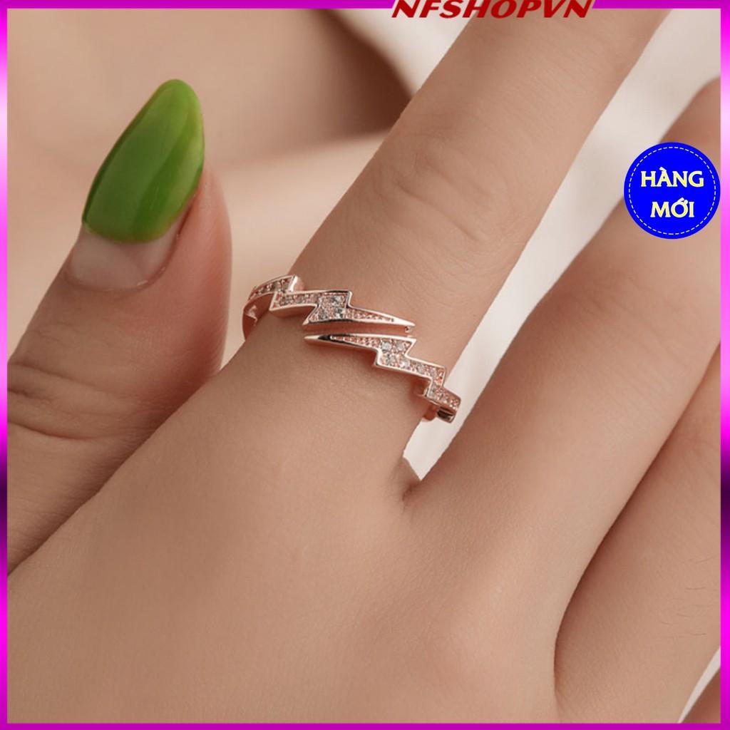 Nhẫn mẫu tia chớp vàng, đính zircon, RA006