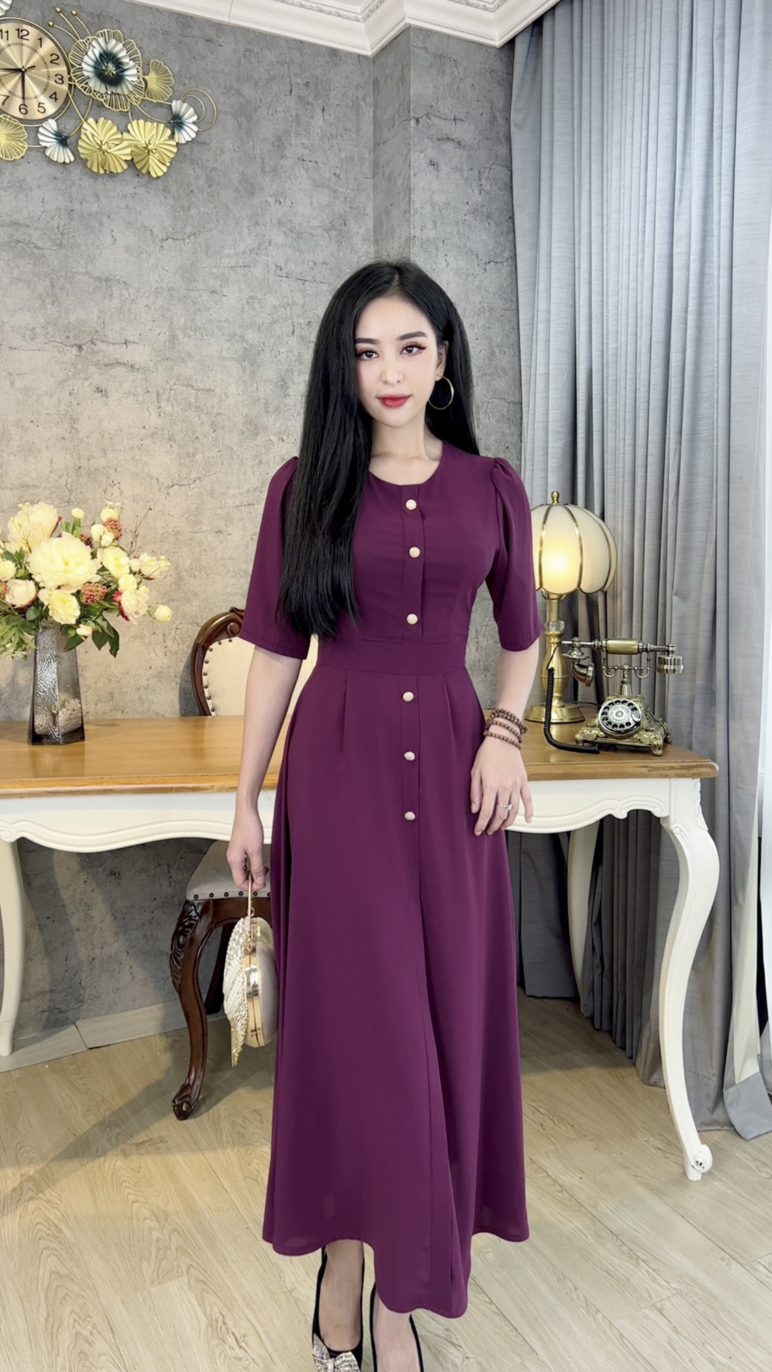 Đầm Trung Niên [ Linh Trà ] (TM 554) Trẻ Trung Thiết Kế Trang Nhã Thanh Lịch Đi Làm Đi Tiệc Cho Bà Cho Mẹ U40 U50