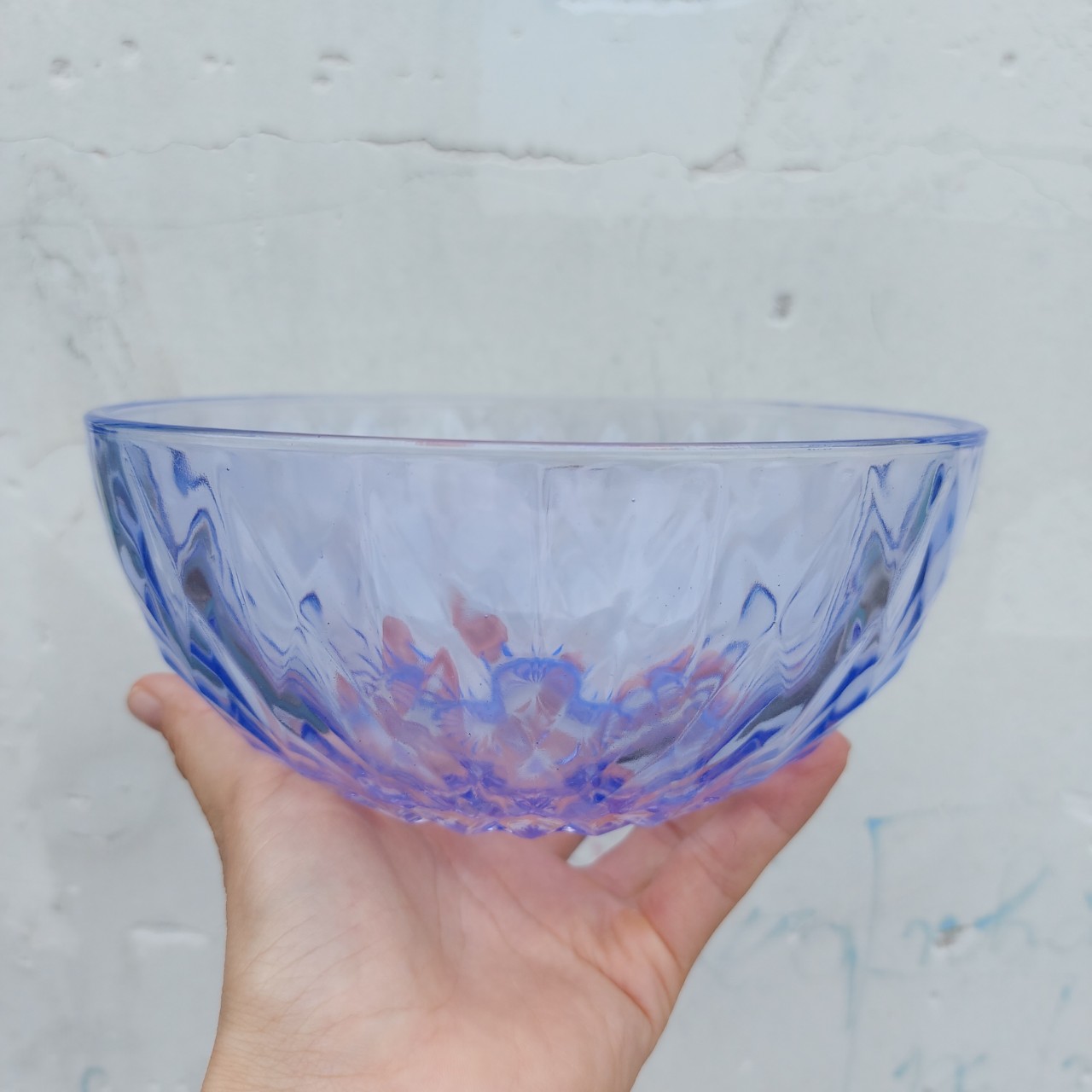 Set 04 Bát tô thủy tinh họa tiết kim cương màu siêu đẹp 18cmx7.5cm