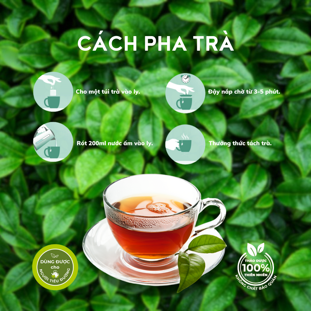 TRÀ NHÀU TÚI ZIP –  Delta D'Asia Chữa huyết áp cao, nhức mỏi, đau lưng (25 - 50 túi x 1,5 g)
