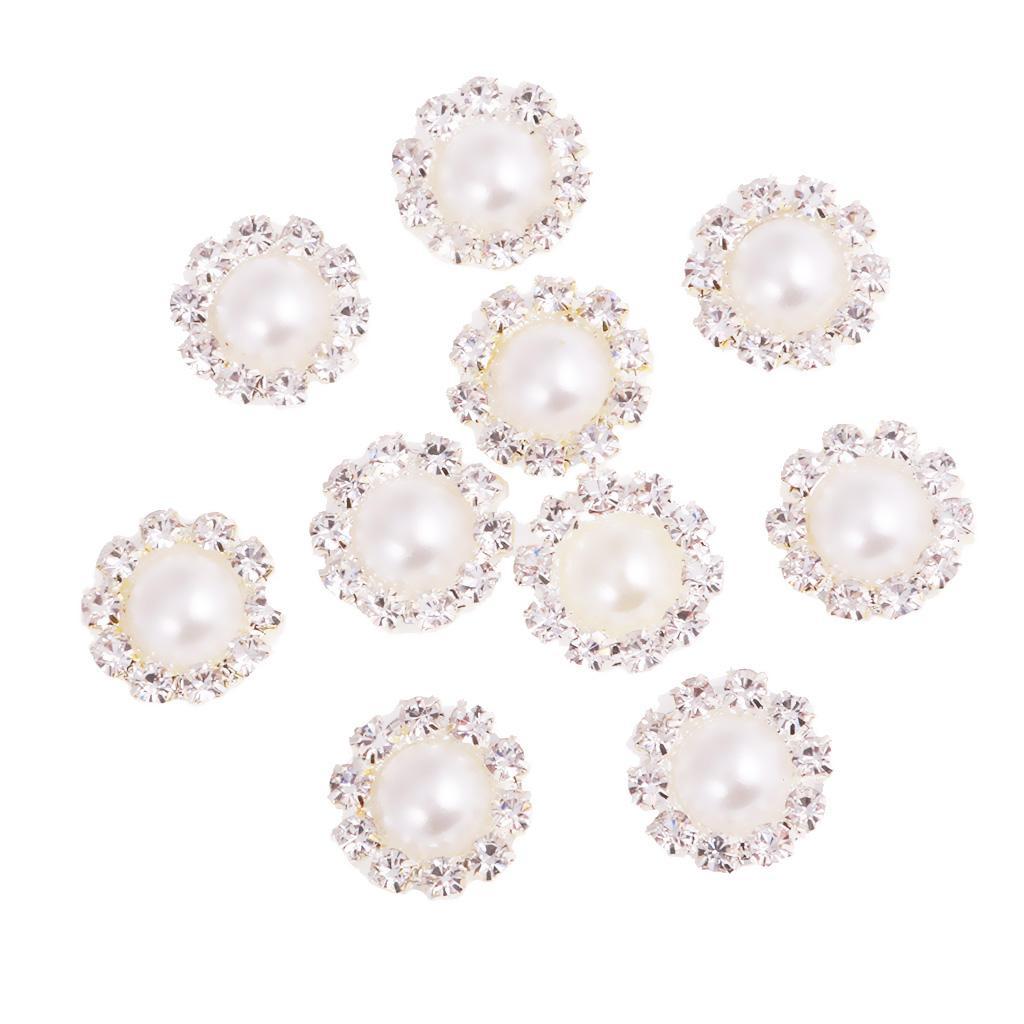 4-20pack 10 Pieces Crystal Pearl Flatback Buttons Scrapbooking Embellishment
