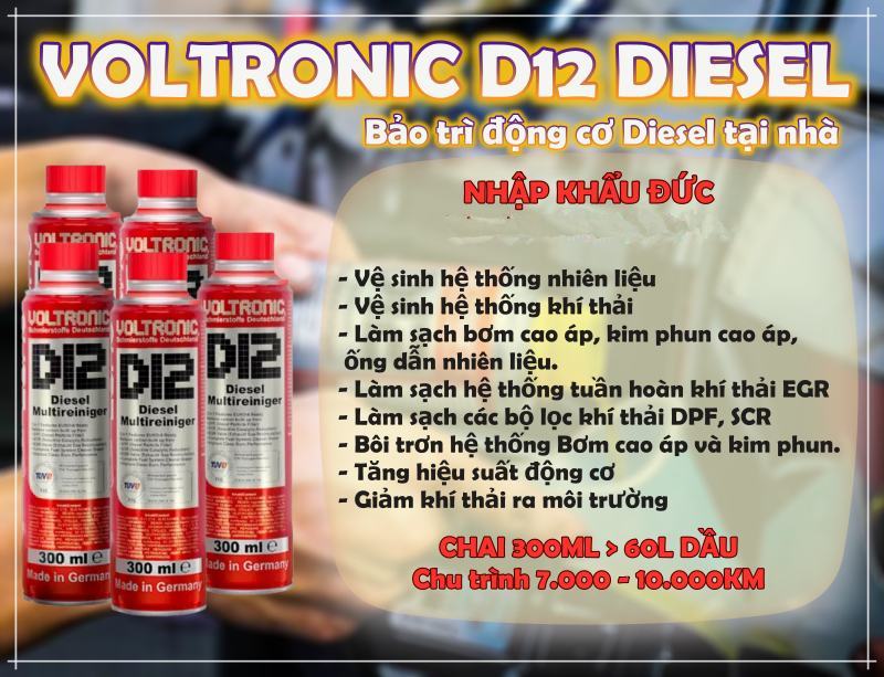 Voltronic D12 Diesel Dung dịch vệ sinh, bảo trì hệ thống nhiên liệu động cơ xe ô tô Diesel tại nhà nhiệu quả nhập khẩu từ Đức