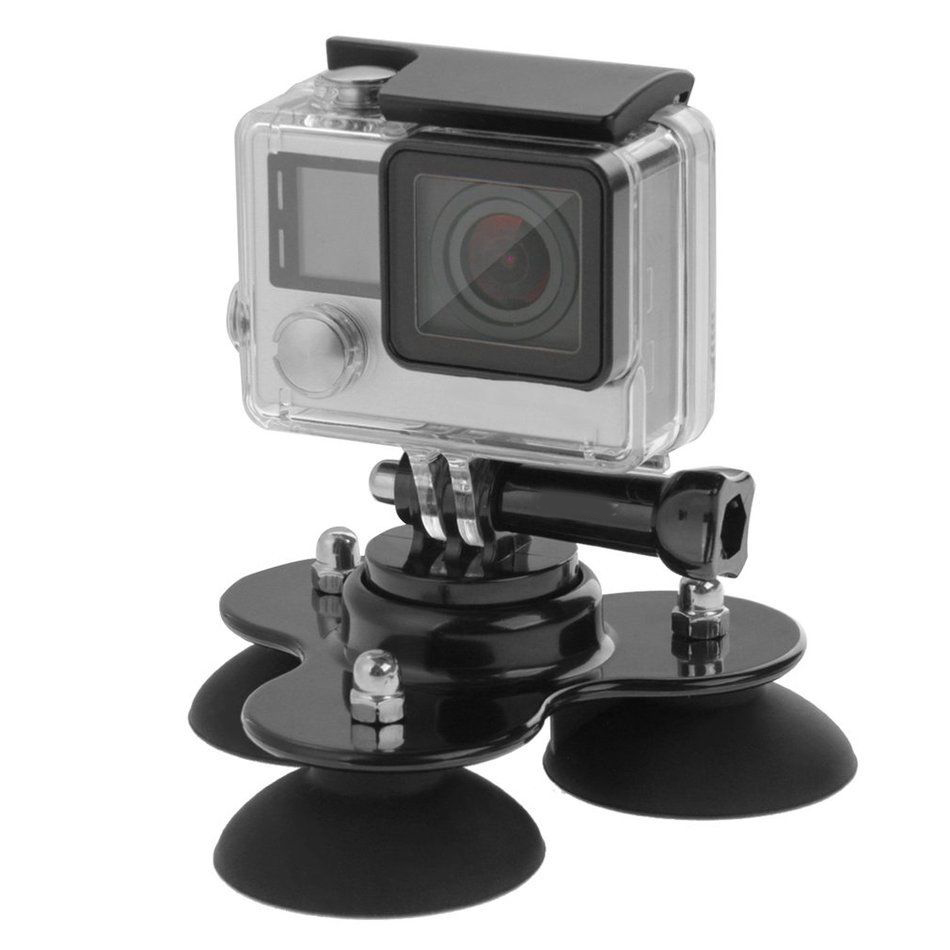 Hít kính 3 chân đế mini gắn GoPro Hero lên kính xe hơi
