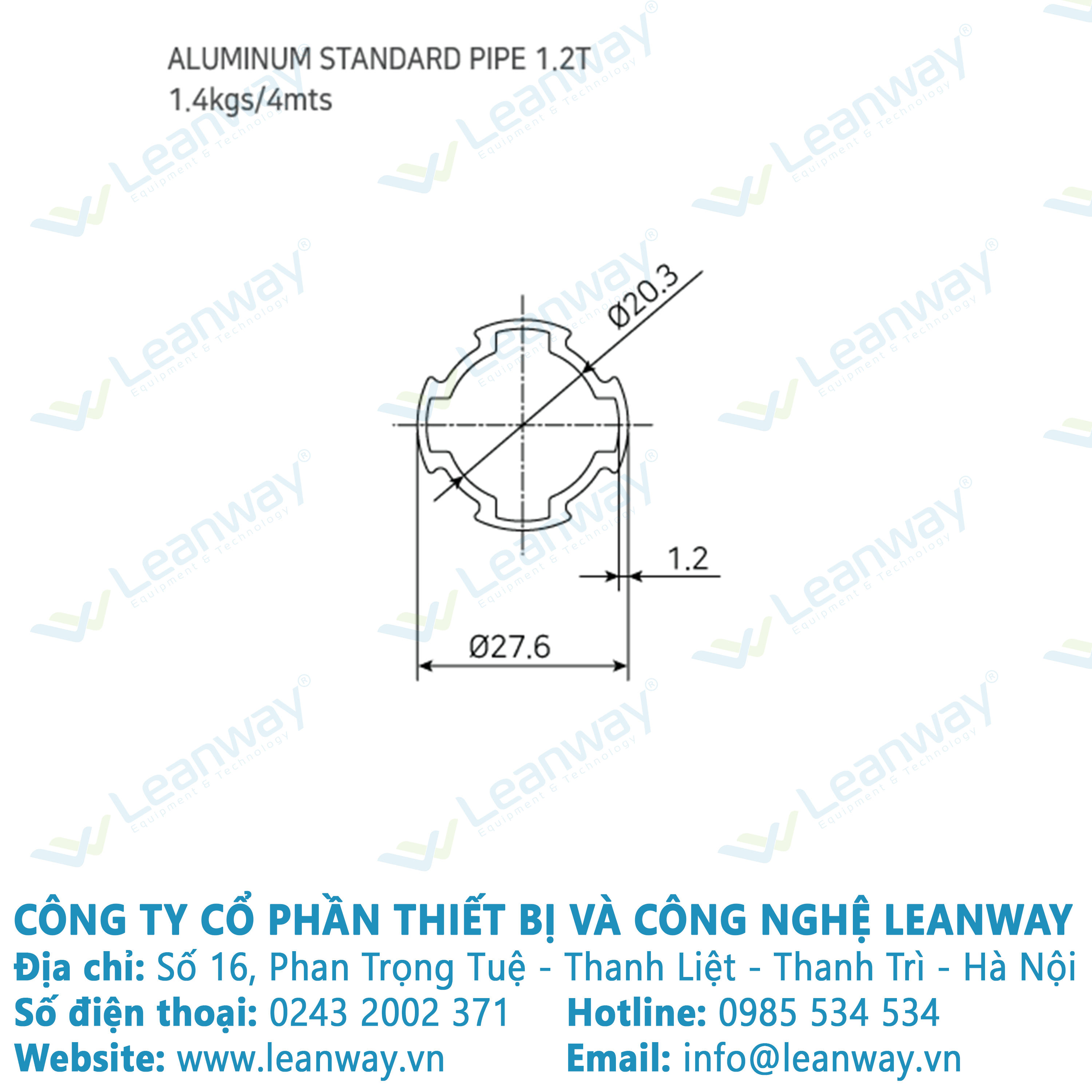 Thanh nhôm hợp kim ASP-1120 - Miễn phí cắt theo kích thước yêu cầu. (Giá đã bao gồm VAT)