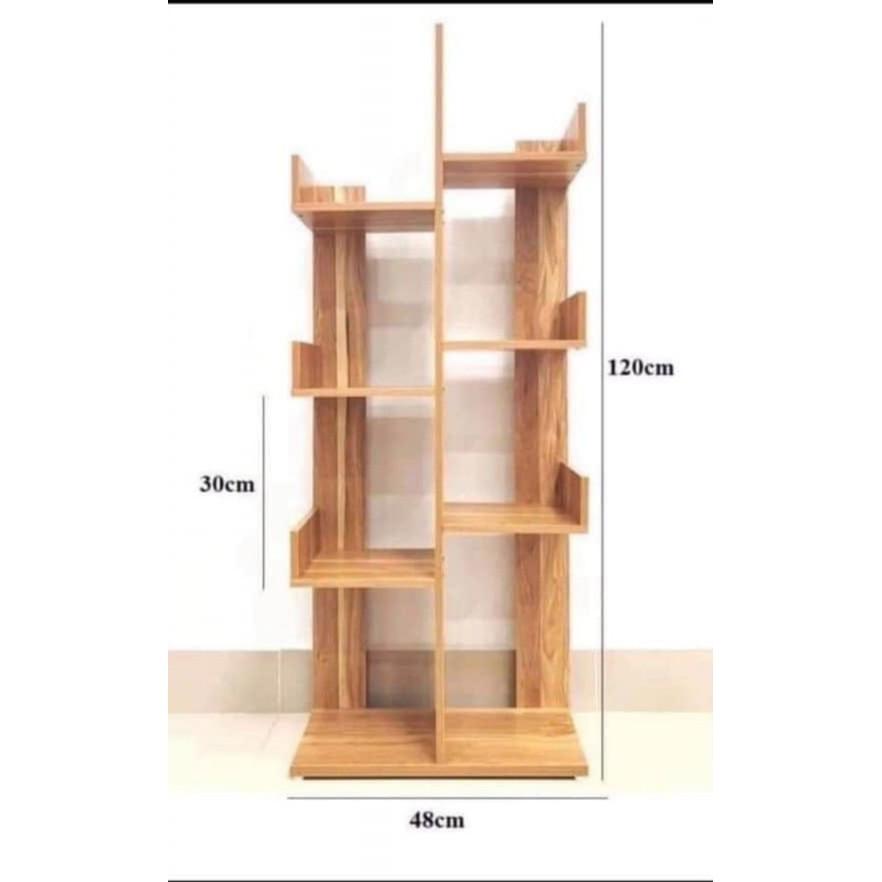 Kệ Sách Gỗ Nghệ Thuật Hình Cây. Kệ Sách Xương Rồng 8 Ngăn Lắp Ghép Siêu Đẹp - Vân gỗ