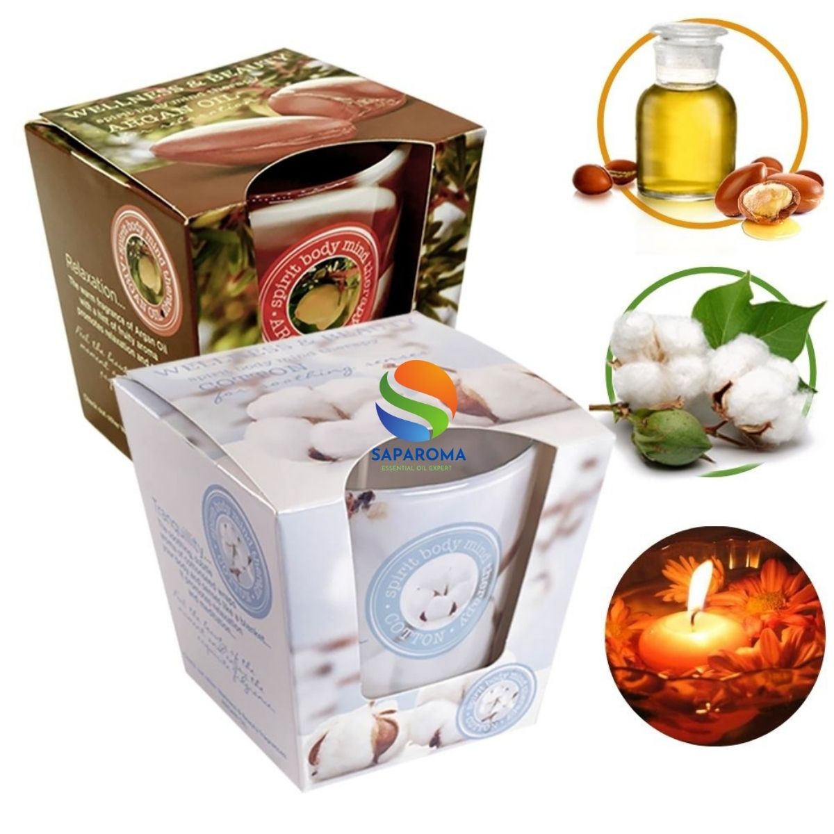 Combo 2 ly nến thơm tinh dầu Bartek Wellness & Beauty 115g - hương hoa bông, nến trang trí, thơm phòng, thư giãn, khử mùi