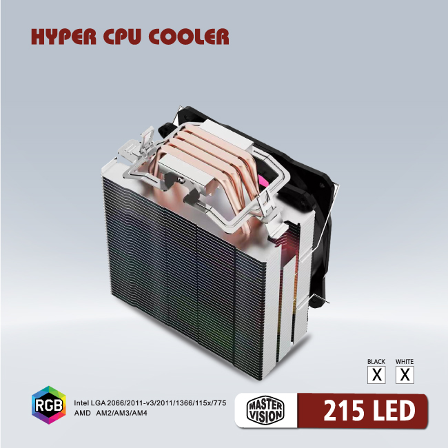 Tản nhiệt CPU VSP 215 [TRẮNG] Fan 12CM LED RGB Dùng Cho Tất Cả Socket - Hàng chính hãng TECH VISION phân phối