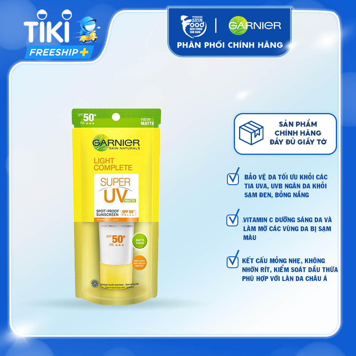 Kem Chống Nắng Sáng Da Garnier Light Complete Super UV Spot-Proof Sunscreen SPF50/PA+++