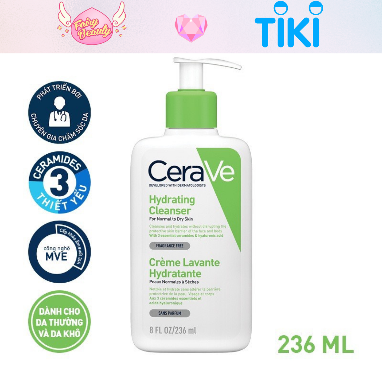 Sữa Rửa Mặt Dịu Nhẹ Dành Cho Da Khô Nhạy Cảm Developed With Dermatologists Hydrating Cleanser 473/236/88/20ml