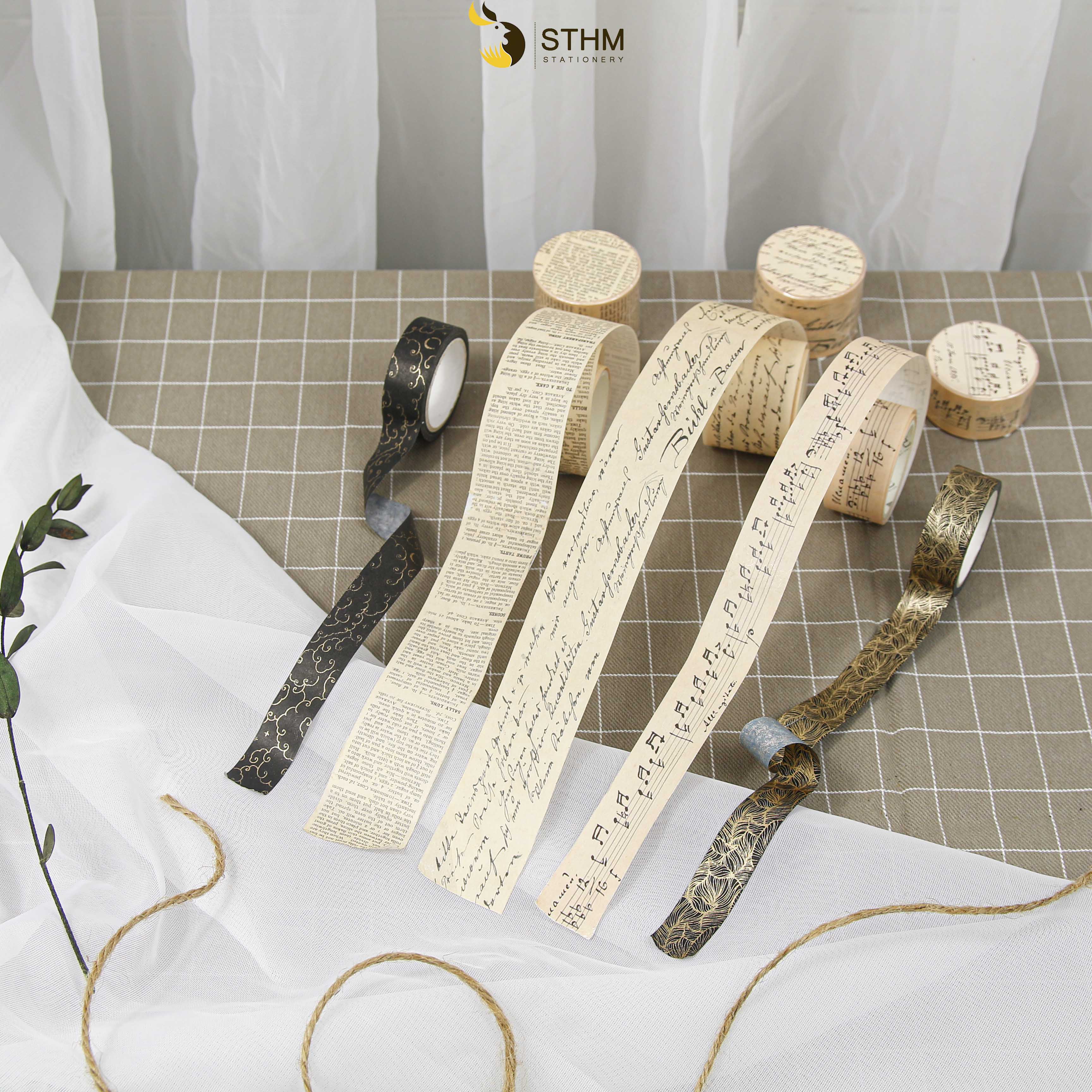 - Washitape - Băng dính trang trí sổ vintage - Lẻ cuộn