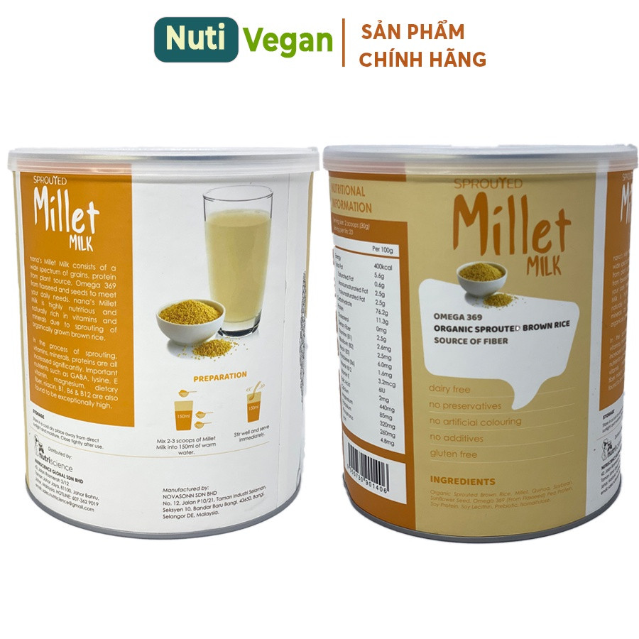 Sữa Hạt Cho Người Lớn Tuổi Millet Vị Gạo Hộp 700g, Nhập Khẩu Malaysia Sữa Hữu Cơ Không Đường Bổ Sung Dinh Dưỡng &amp; Tốt Cho Tim Mạch - miwako