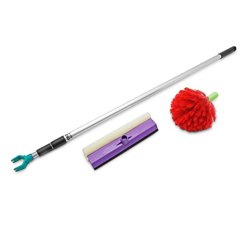 Chổi quét trần quét mạng nhện kiêm cây treo inox đa năng đầu dài 2.8m - Cây khều đồ phất trần quét mạng nhện kiêm cây lau kính đa năng