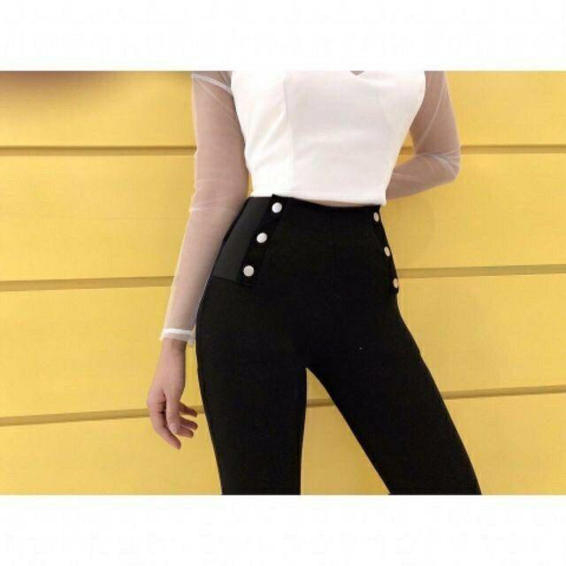 Quần leeging cạp 9 phân đính khuy siêu hot hit ..