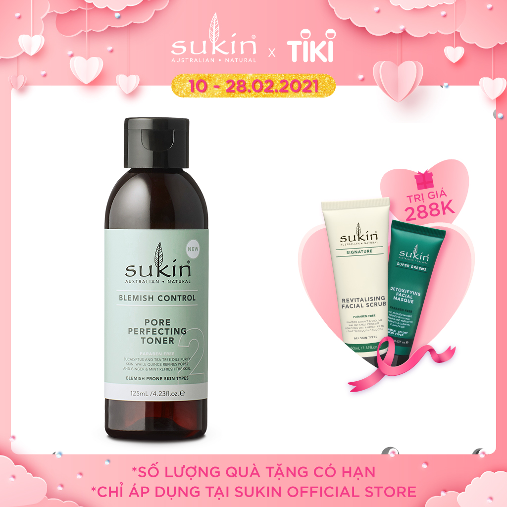 Nước Hoa Hồng Se Khít Lỗ Chân Lông Dành Cho Da Mụn Sukin Blemish Control Pore Perfecting Toner 125ml