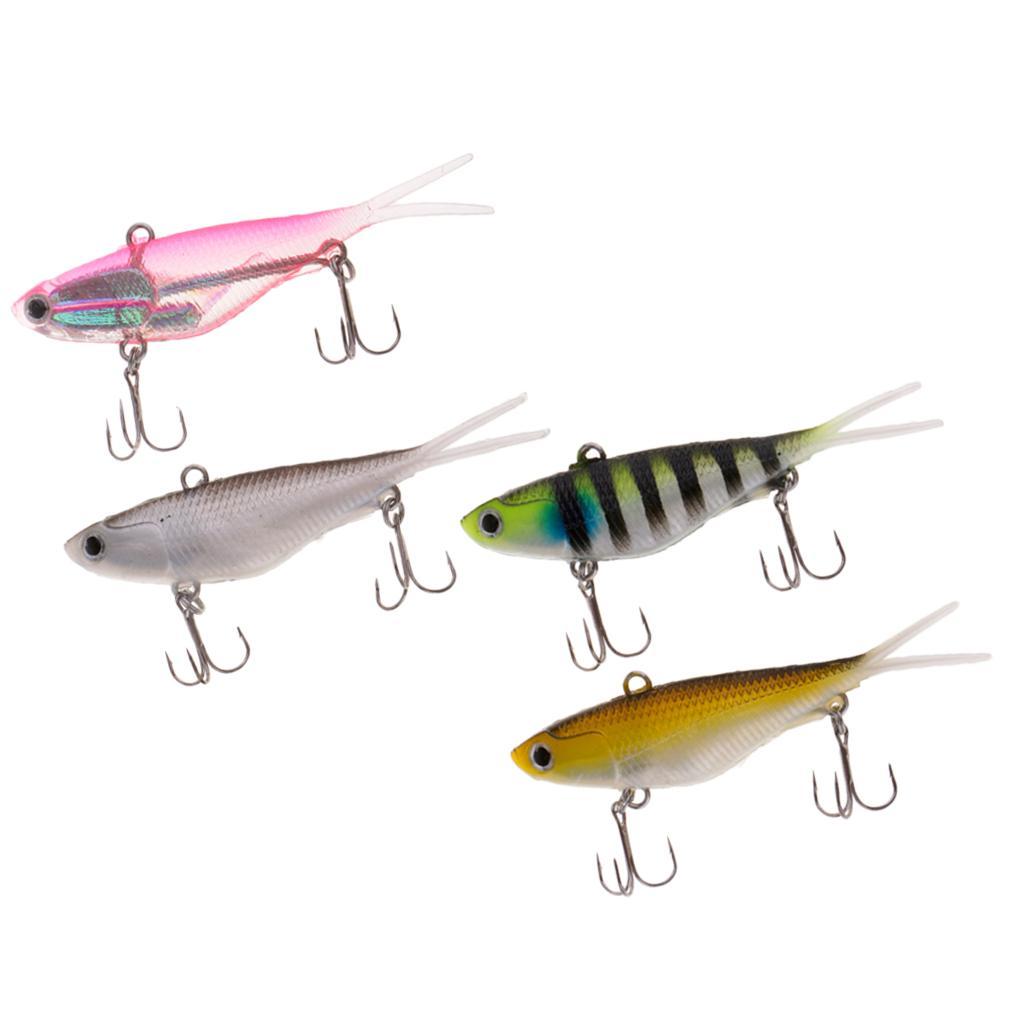 4pcs Split Tail Soft Lead Fishing Lures Sinking Swimbaits Multicolor