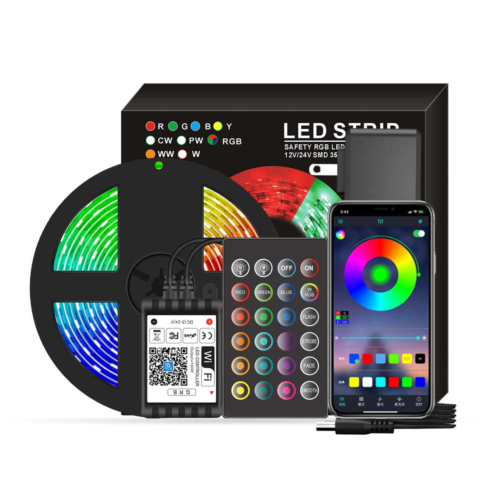 Dải Đèn LED Wi-Fi RGB LED 16,4ft 150 hỗ trợ điều khiển 16 triệu màu bằng app smarrt life và giọng nói