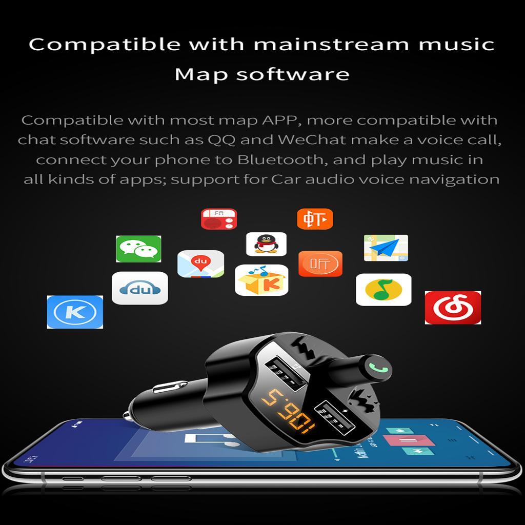 Car Charger 2 Ports USB Charger FM Bluetooth Wireless AUX MP3 Player Kit