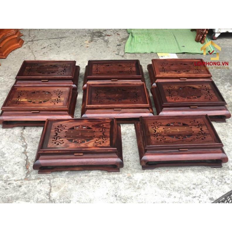 Khay trà gỗ cẩm lai kích thước 47x37x16 cm