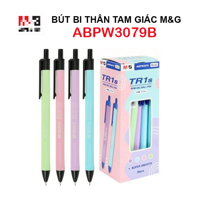 Hộp 20 cây ️ Bút Bi ABPW3079B (ngòi 0.5mm) thân tam giác có 4 màu