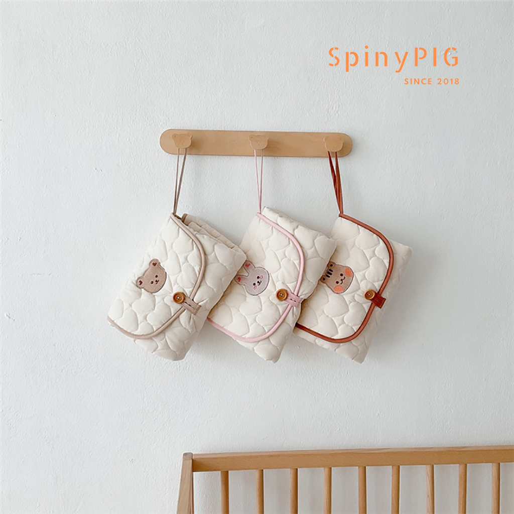 Miếng lót chống thấm miếng lót thay bỉm cho bé style Hàn Quốc cotton cao cấp họa tiết thêu dày đẹp gấp gọn tiện dụng