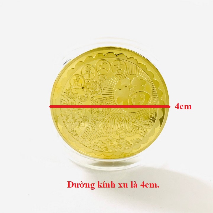 Xu Con Cọp In Màu 3D Vàng Dùng Xỏ lỗ đeo dây, làm đồ treo móc khóa, khảm thủ công mỹ nghệ, làm quà tặng độc lạ ý nghĩa dịp Lễ, Tết, kích thước 3cm, màu vàng - TMT Collection - SP005300