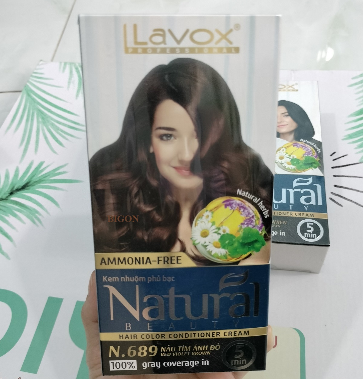 Kem Nhuộm Phủ Bạc Cao Cấp Siêu Dưỡng, Tự Nhiên Lavox N.689 - Red Violet Brown