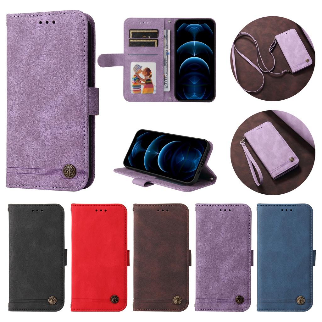 Ốp điện thoại da gập màu trơn đơn giản Cho Samsung Galaxy A02 A02S A03S A12 A22 4G A32 A42 A52 A72 5G