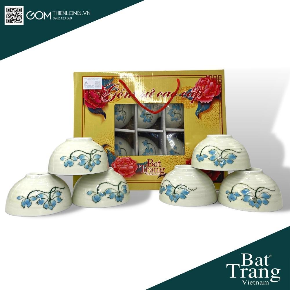 Bát Đĩa Quà Tặng Cao Cấp Sen Xanh - Bộ Bát Đĩa Bát Tràng Chính Hãng Loại 1 - Gốm Thiên Long