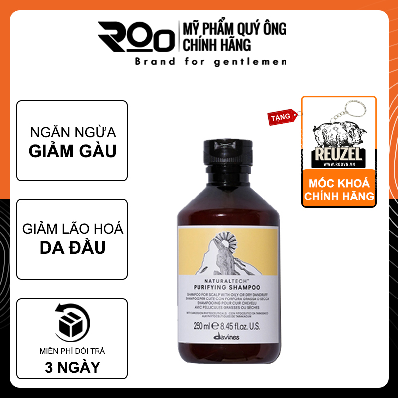 Dầu Gội Davines Purifying Shampoo Ngăn Ngừa Gàu - Tặng móc khoá chính hãng