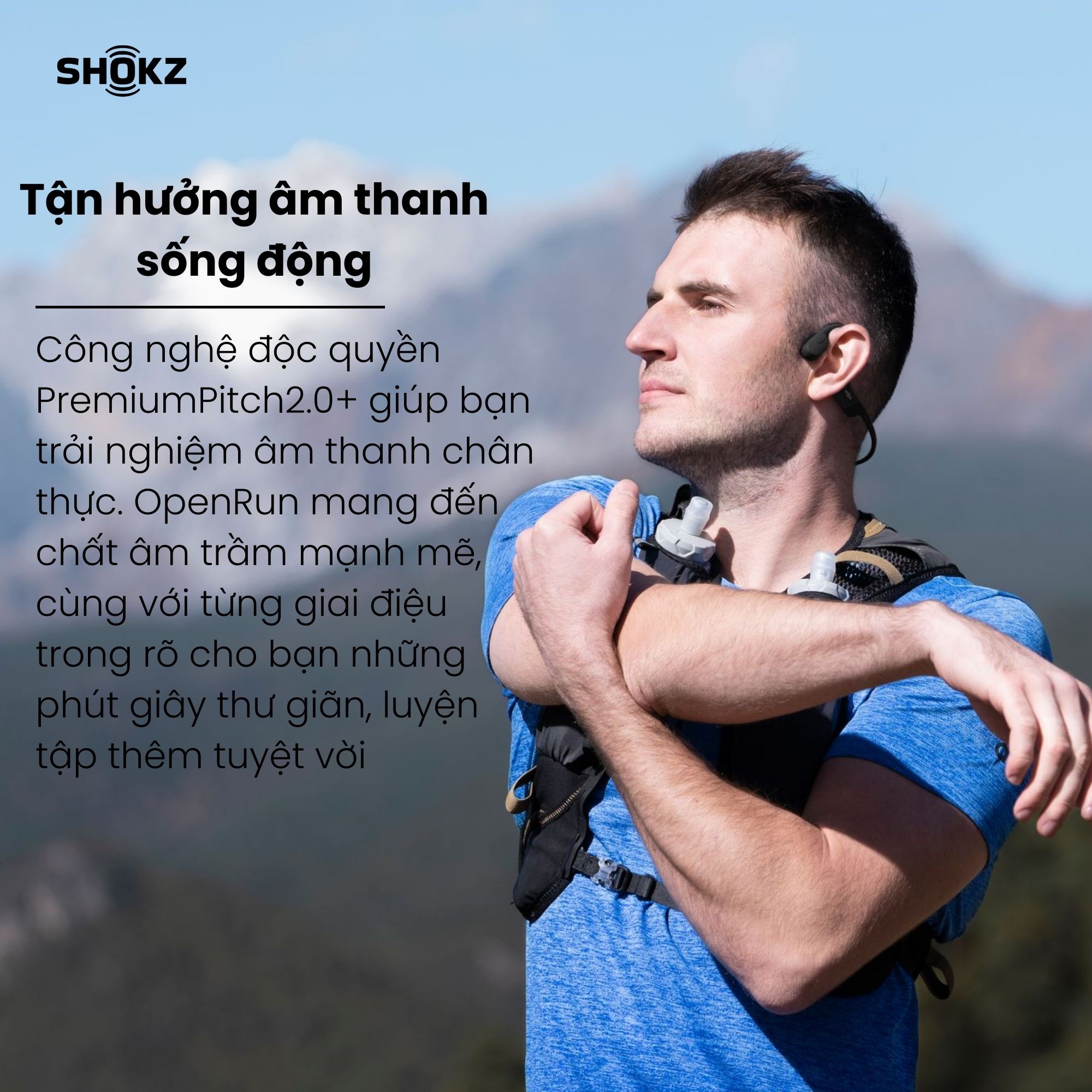 Tai Nghe Bluetooth Thể Thao Dẫn Truyền Âm Thanh Qua Xương SHOKZ OPEN RUN MINI S803 Màu Đen - Hàng Chính Hãng