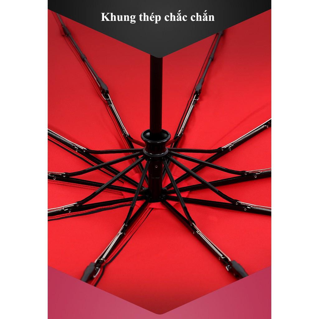 Ô dù che nắng đi mưa 10 nan mở tự động gấp nhỏ gọn cầm tay cỡ lớn cho xe hơi ô tô chống thấm