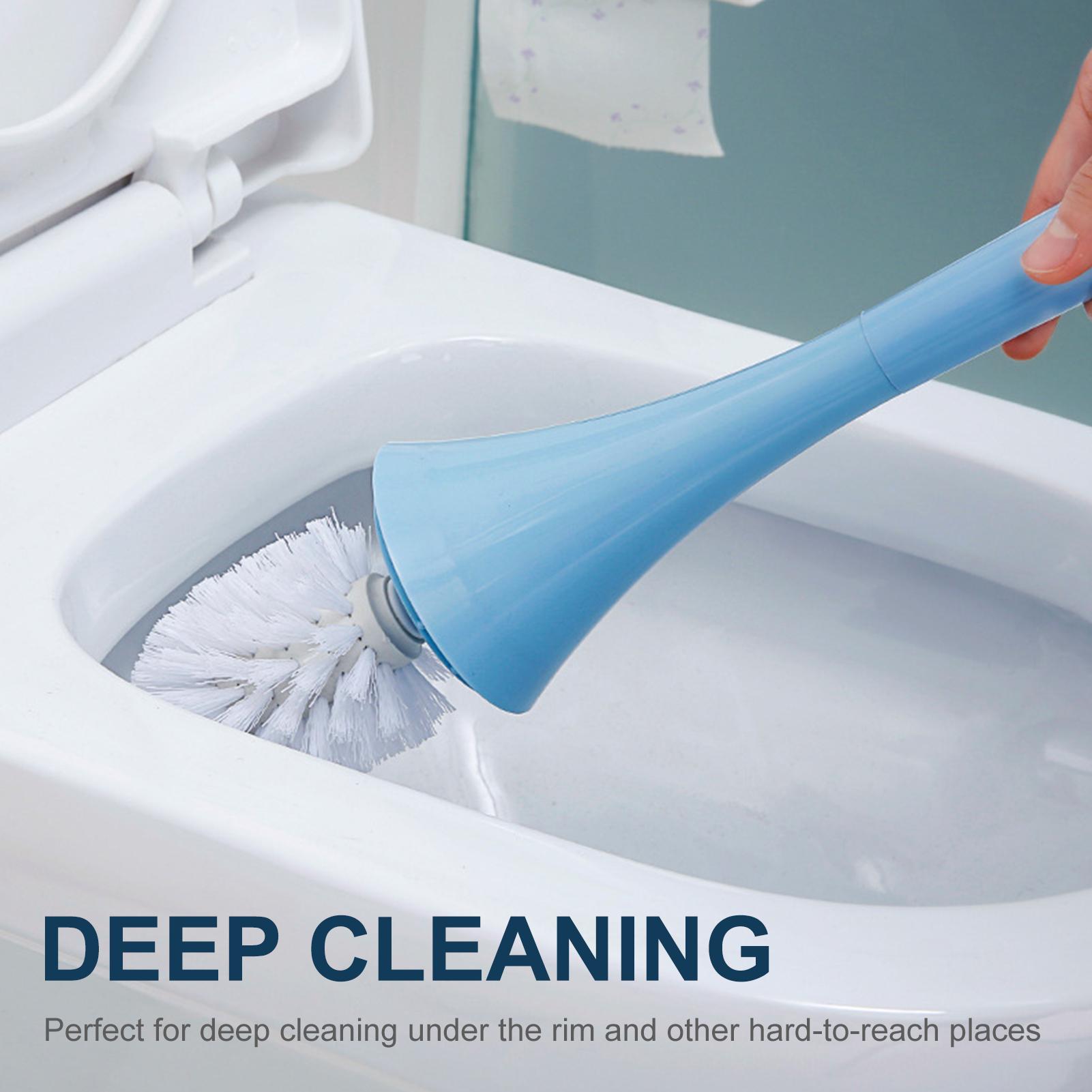 Bàn chải nhà vệ sinh dài 15 inch sử dụng lông PP có khả năng làm sạch mạnh kèm giá đỡ, thiết kế hình bình hoa