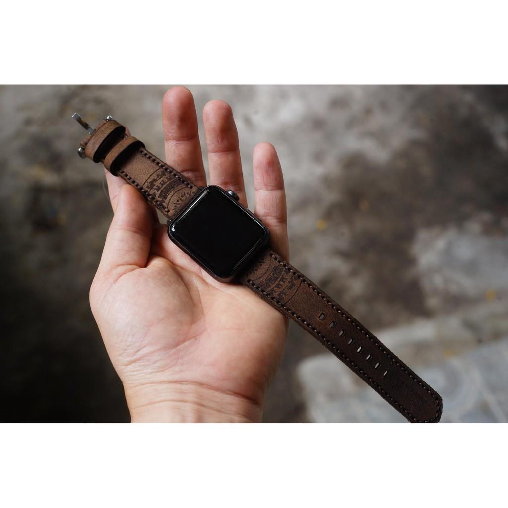 DÂY ĐỒNG HỒ DÀNH CHO APPLE WATCH - DA BÒ THẬT - RAM TRỐNG ĐỒNG NÂU ĐẤT -ĐỦ SIZE APPLE WATCH - CHÍNH HÃNG RAM LEATHER .