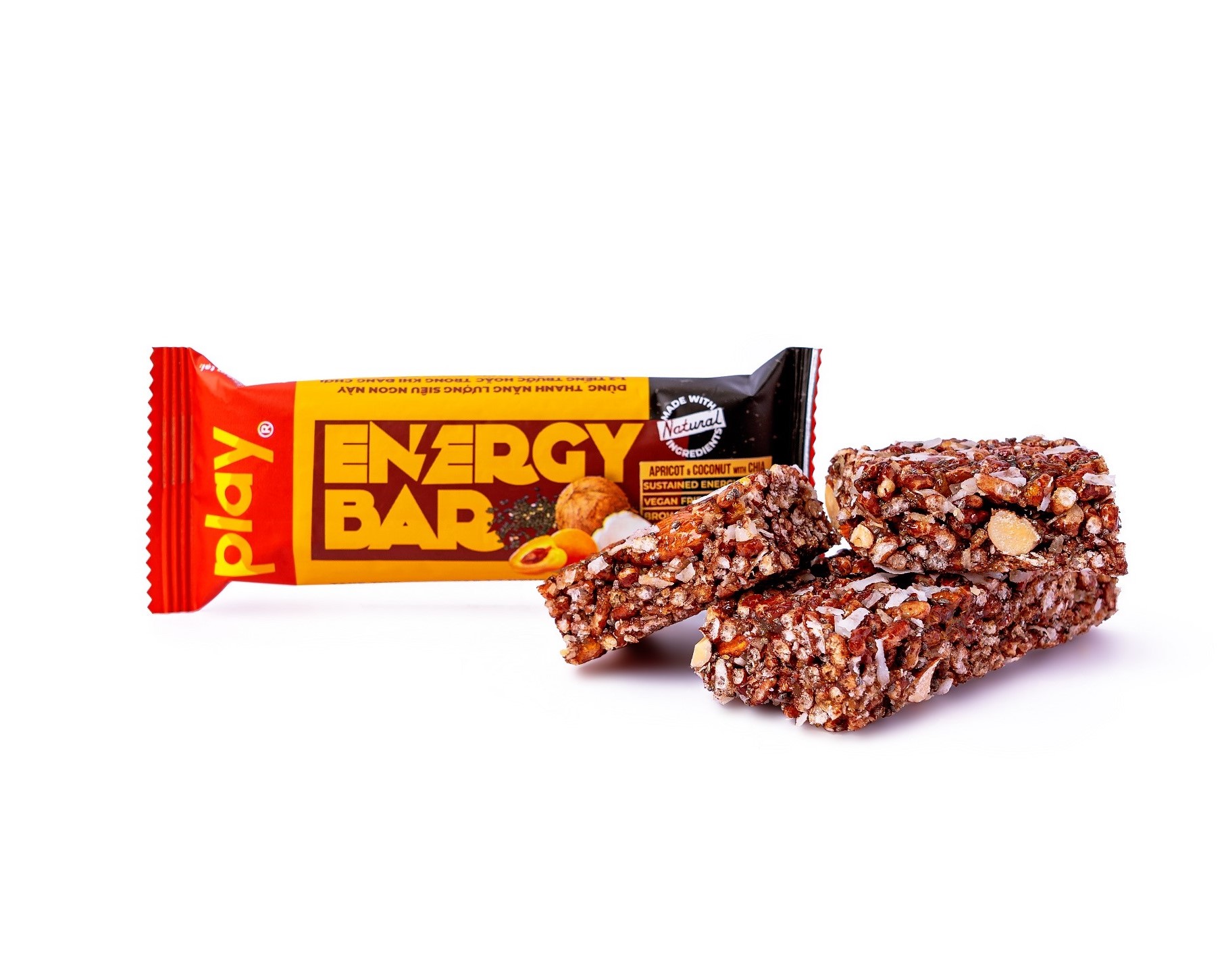 Hộp 12 thanh năng lượng PLAY vị mơ dừa – PLAY energy bar apricot &amp; coconut